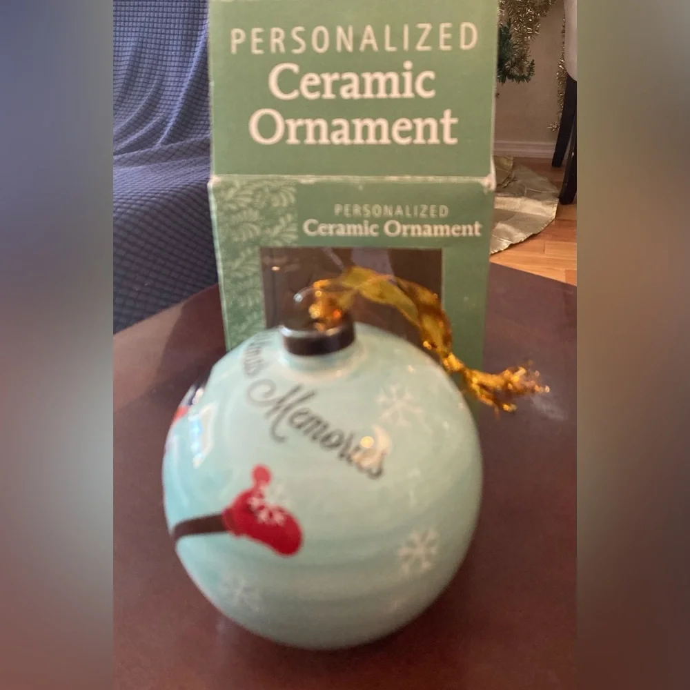 Personalizable Ceramic Snowman Christmas Ornament Holiday
